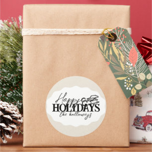 Hand getrokken Winter Sled met Elegant Script Ovaa Ronde Sticker