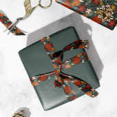 Hand getrokken  winterbloemen donkergroen lint