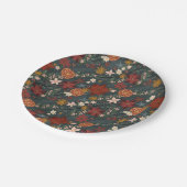 Hand getrokken winterbloemen donkergroen papieren bordje (Gekanteld)