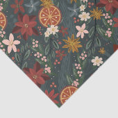 Hand getrokken winterbloemen donkergroen tissuepapier (Detail)