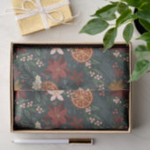 Hand getrokken winterbloemen donkergroen tissuepapier (Geschenk)