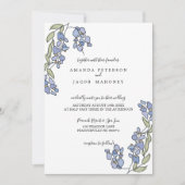 Hand getrokken Wisteria Floral bruiloft uitnodigin Kaart (Voorkant)