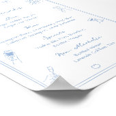 Hand getrokken wit en blauw Bar Drink Menu Poster (Hoek)