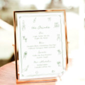 Hand getrokken wit en groen Bar Drink Menu Poster