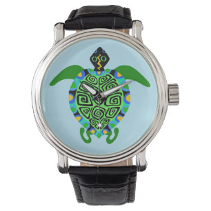 Hand getrokken Zee SCHILDPAD - Wildlife - Aqua - Horloge