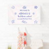 Hand getrokken zeeschelpen bachelorette WELKOM Spandoek (Insitu)