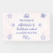 Hand getrokken zeeschelpen bachelorette WELKOM Spandoek (Horizontaal)