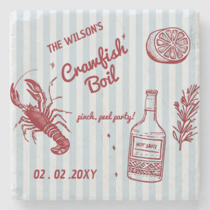 Hand getrokken zomer zeevruchten Crawfish Boil Par Stenen Onderzetter