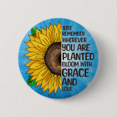 Hand getrokken Zonnebloem en Citaat Ronde Button 5,7 Cm (Voorkant)