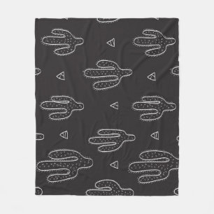 Hand getrokken zwart cactus patroon fleece deken
