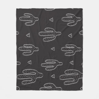 Hand getrokken zwart cactus patroon fleece deken