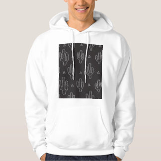 Hand getrokken zwart cactus patroon hoodie