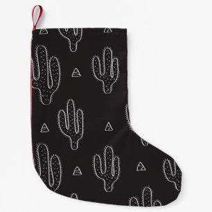 Hand getrokken zwart cactus patroon kleine kerstsok