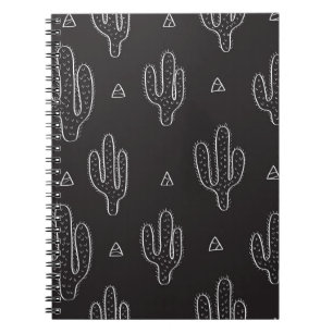 Hand getrokken zwart cactus patroon notitieboek