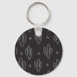 Hand getrokken zwart cactus patroon sleutelhanger