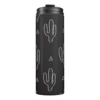 Hand getrokken zwart cactus patroon thermosbeker