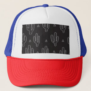 Hand getrokken zwart cactus patroon trucker pet