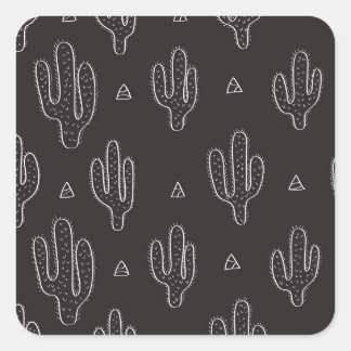 Hand getrokken zwart cactus patroon vierkante sticker