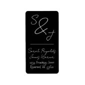 Hand getrokken zwart en wit bruiloft retour adres etiket (Voorkant)