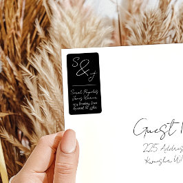 Hand getrokken zwart en wit bruiloft retour adres etiket