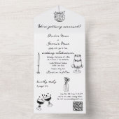 Hand getrokken zwarte illustraties Doodles bruilof All In One Uitnodiging (Binnen)