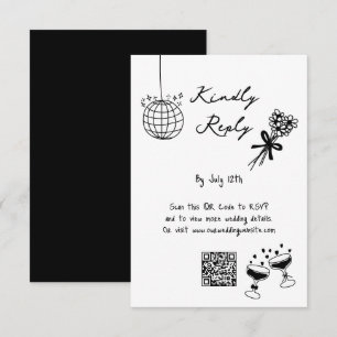 Hand getrokken zwarte illustraties Doodles bruilof Informatiekaartje
