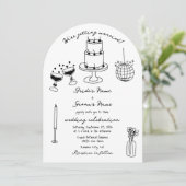 Hand getrokken zwarte illustraties Doodles bruilof Kaart (Staand voorkant)