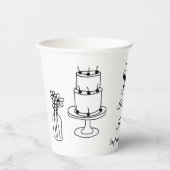 Hand getrokken zwarte illustraties Doodles bruilof Papieren Bekers (Voorkant)