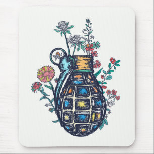 Hand Grenade Vase of Flowers Muismat