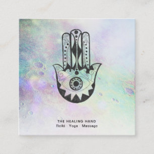 Hand *~* Hamsa van Fatima Craters van de Regenboog Vierkante Visitekaartje