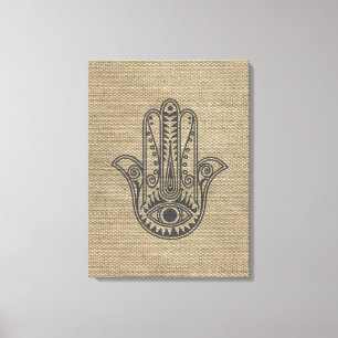 Hand HAMSA van het symboolamulet van Fatima Canvas Afdruk