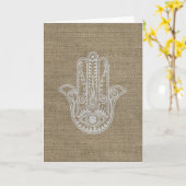 Hand HAMSA van het symboolamulet van Fatima Kaart (Gele Bloem)