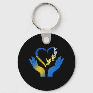 Hand Heart Oekraïnse vlag duve Oekraïne Sleutelhanger