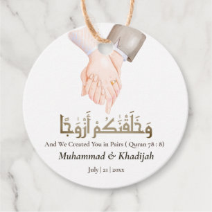 Hand Holding Quote An-Naba 8 Moslim Bruiloft Nikah Bedankjes Labels