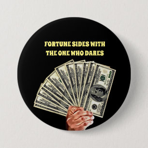 hand houden honderd dollarbiljetten geld financier ronde button 7,6 cm