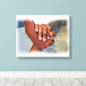 Hand in hand, een helpende hand leenden_ canvas afdruk (Insitu (Houten vloer))