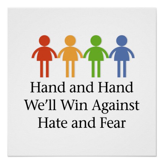 Hand in hand tegen haat en angst perfect poster (Voorkant)