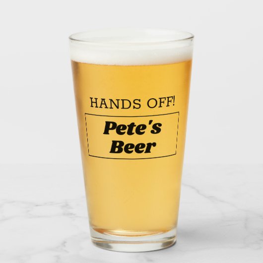 Hand is uit! Gepersonaliseerd bier Glas (Voorkant gevuld)