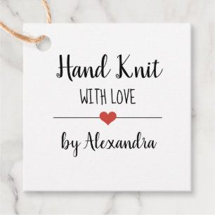 Hand Knit met de liefdeswitscript, aangepast Bedankjes Labels