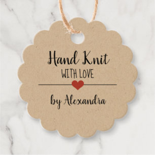 Hand Knit met love kraft script Bedankjes Labels