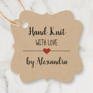 Hand Knit met love kraft script Bedankjes Labels