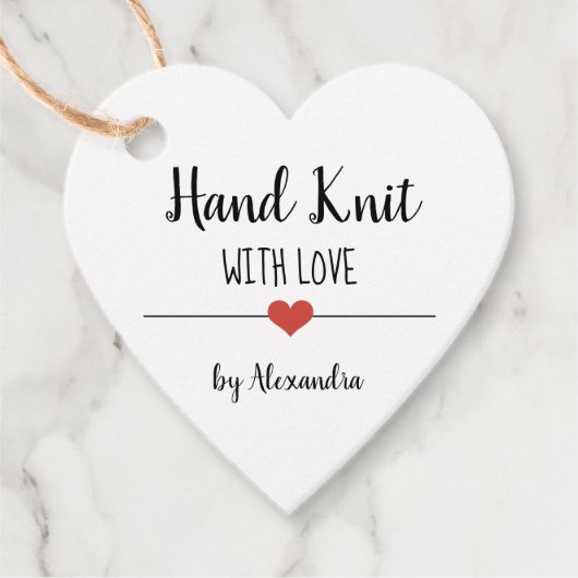 Hand Knit met naam kraft-script Bedankjes Labels (Voorkant)