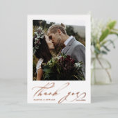 Hand Lettered 2 Foto Wedding Bedankt Folie kaart (Staand Voorkant)
