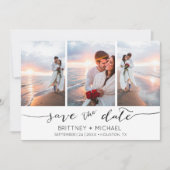 Hand Lettered 3 Afbeelding Wit Save The Date (Voorkant)