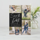 Hand Lettered Afbeelding Collage Black Save The Date (Staand voorkant)