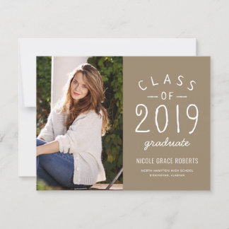 Hand Lettered Afstuderen Fotoaankondiging Buff Aankondiging
