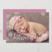 Hand Lettered Bubble Dot Foto geboorteaankondiging Aankondiging (Voorkant / Achterkant)