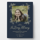 Hand Lettered Chic Flourish Navy Wedding Memoral P Fotoplaat (voorkant)