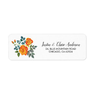 Hand Lettered Chique Floral Wedding Retouradres Etiket