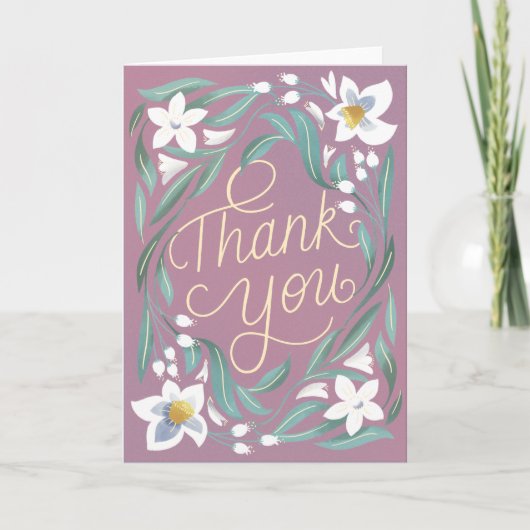 Hand Lettered Daffodil Dank u Notitiekaartje (Voorkant)